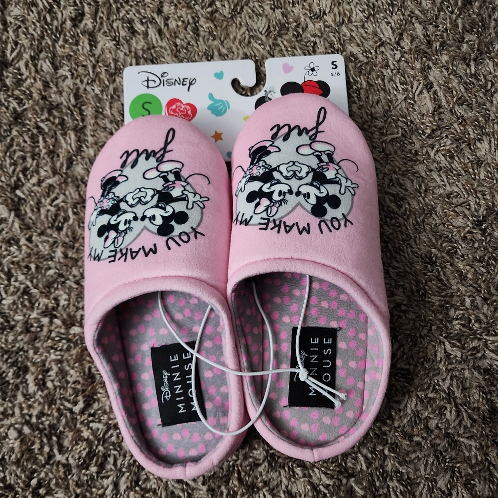Disney Mickey & Minnie Mouse Pink 'You Make My Heart Full' Slippers